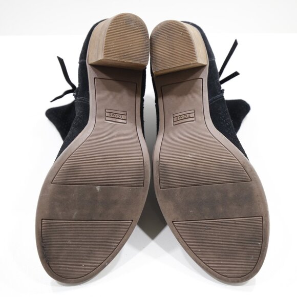 Toms Majorca Black Suede Leather 3" Block Heel Peep Toe Ankle Booties - 10 - Picture 7 of 7